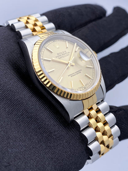 Rolex Datejust 16233 Champagne Dial Mens Watch - Virtual