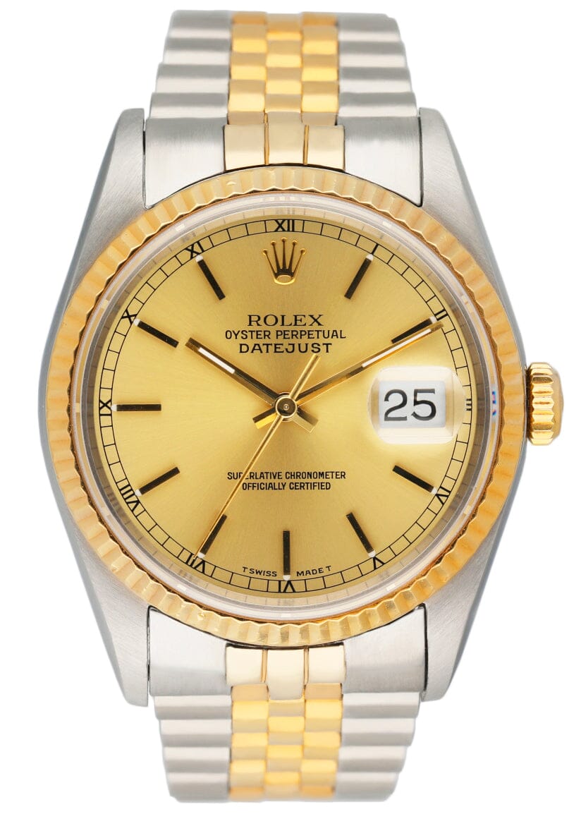 Rolex Datejust 16233 Champagne Dial Mens Watch - Virtual