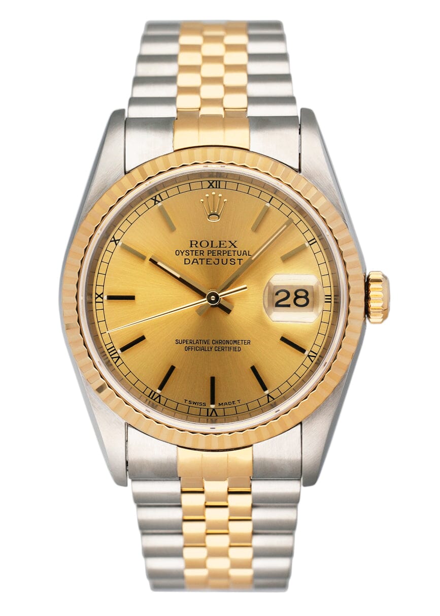 Rolex Datejust 16233 Champagne Dial Mens Watch Box Papers - Watches
