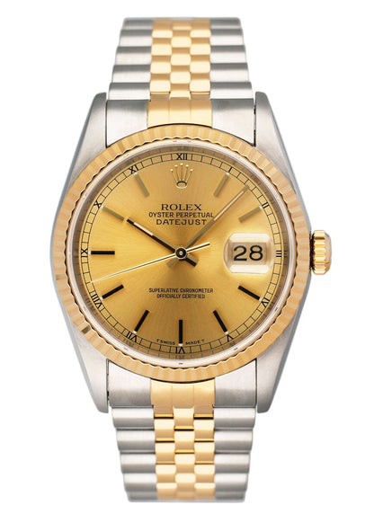 Rolex Datejust 16233 Champagne Dial Mens Watch Box Papers - Watches