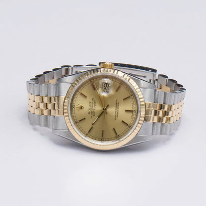 Rolex Datejust 16233 Champagne Dial Mens Watch Box Papers - Watches