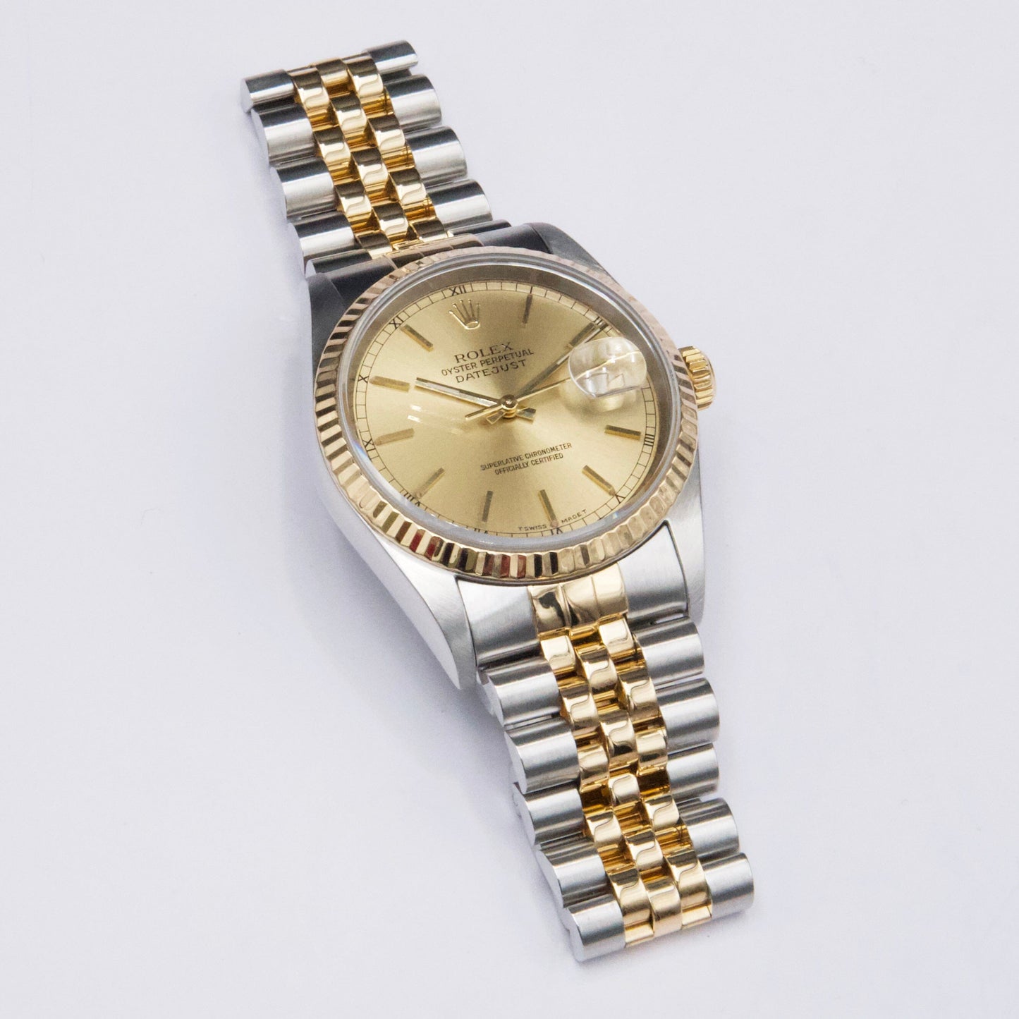 Rolex Datejust 16233 Champagne Dial Mens Watch Box Papers - Watches