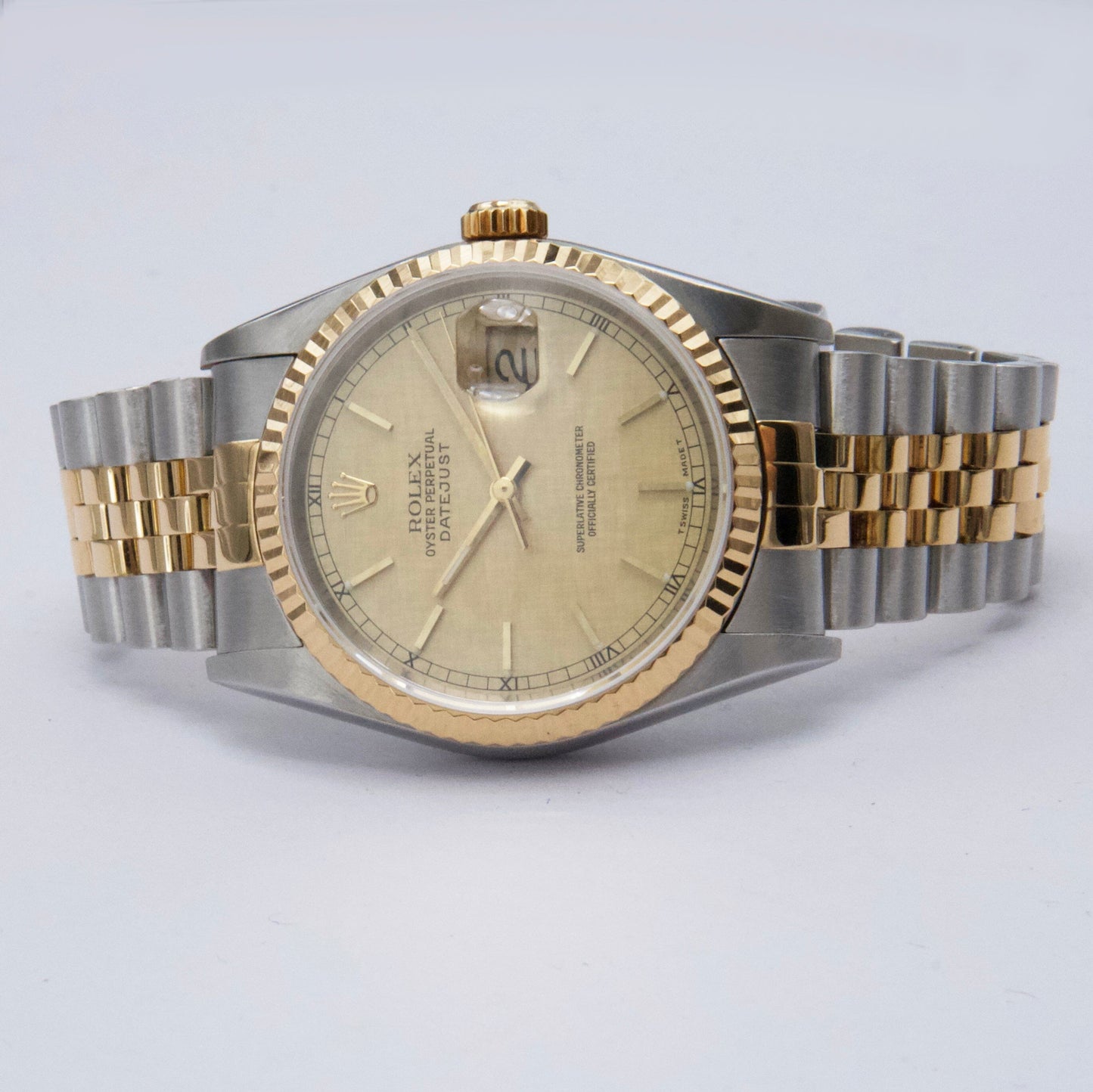 Rolex Datejust 16233 Champagne Linen Dial Mens Watch - Watches
