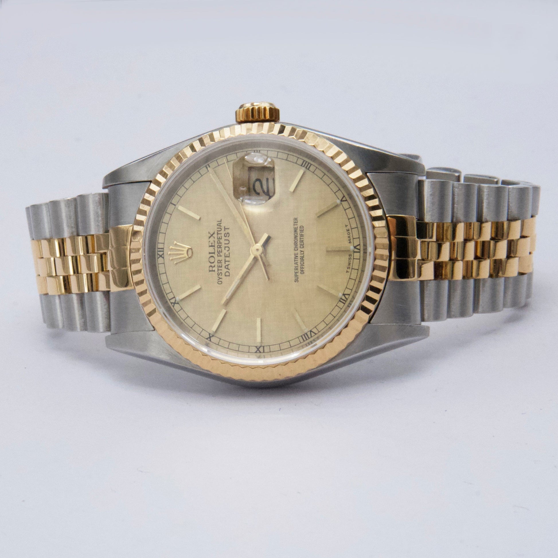 Rolex Datejust 16233 Champagne Linen Dial Mens Watch - Watches