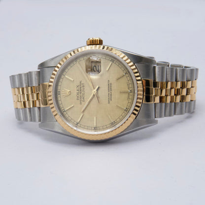 Rolex Datejust 16233 Champagne Linen Dial Mens Watch - Watches