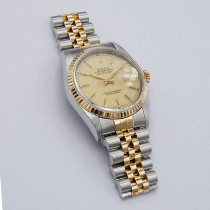 Rolex Datejust 16233 Champagne Linen Dial Mens Watch - Watches