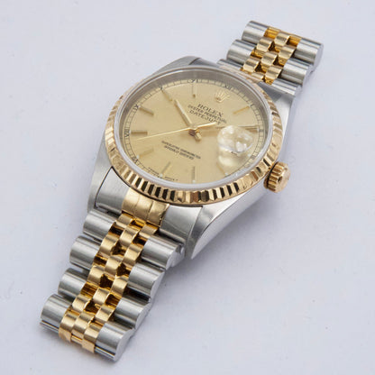 Rolex Datejust 16233 Champagne Linen Dial Mens Watch - Watches