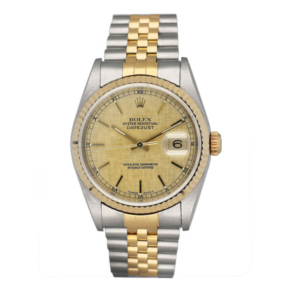 Rolex Datejust 16233 Champagne Linen Dial Mens Watch - Watches