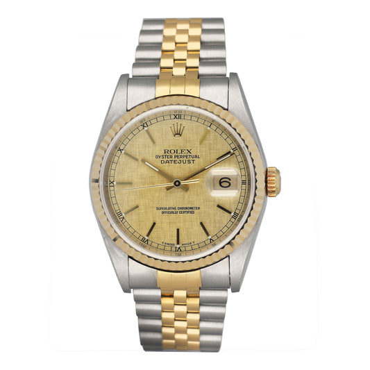 Rolex Datejust 16233 Champagne Satin Dial Mens Watch