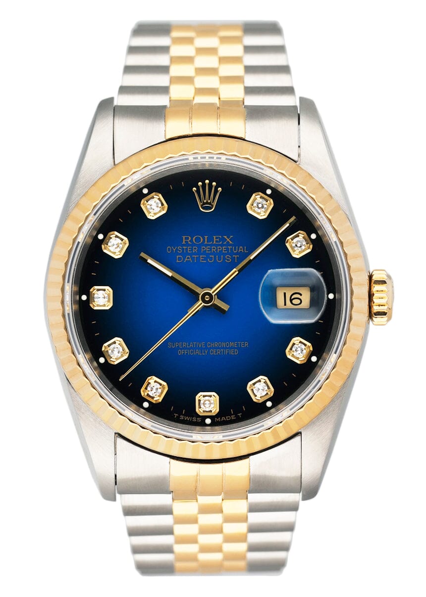 Rolex Datejust 16233 Diamond Blue Vignette Dial Mens Watch - Wristwatch
