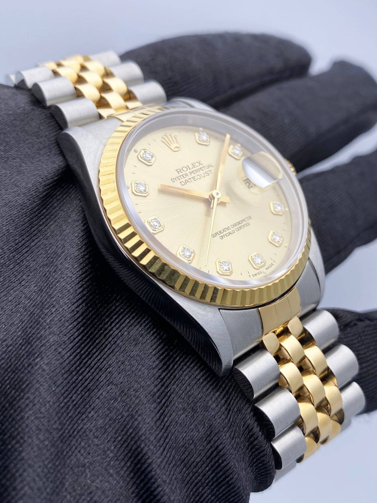 Rolex Datejust 16233 Diamond Dial Mens Watch - Wristwatch
