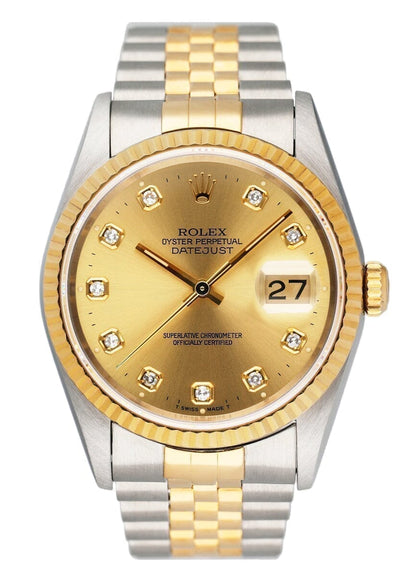 Rolex Datejust 16233 Diamond Dial Mens Watch - Wristwatch