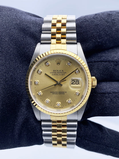 Rolex Datejust 16233 Diamond Dial Mens Watch - Virtual
