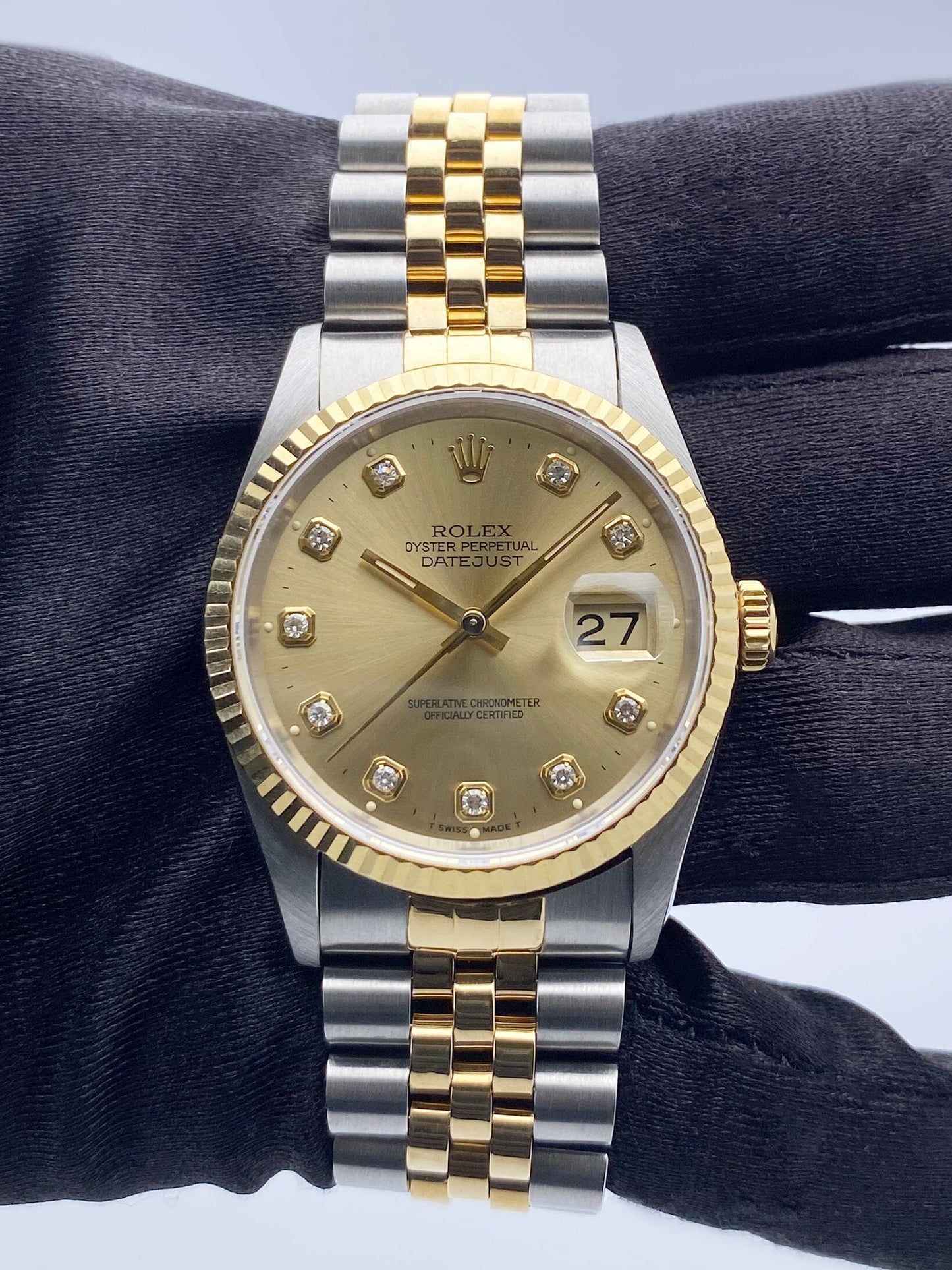 Rolex Datejust 16233 Diamond Dial Mens Watch