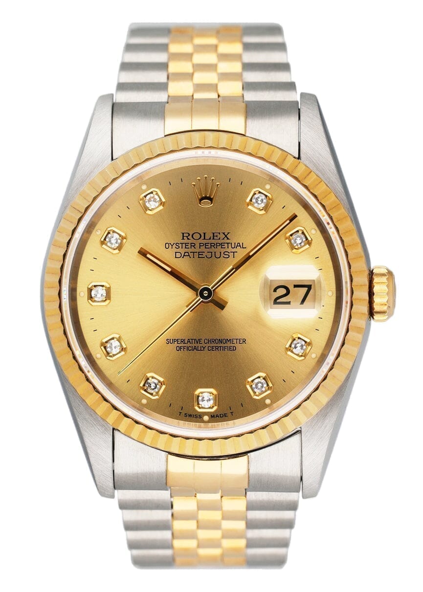 Rolex Datejust 16233 Diamond Dial Mens Watch - Wristwatch
