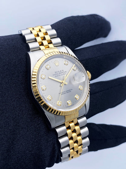 Rolex Datejust 16233 Diamond Silver Dial Mens Watch - Virtual