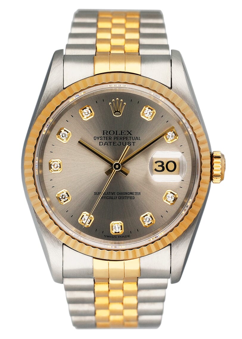Rolex Datejust 16233 Diamond Silver Dial Mens Watch - Virtual