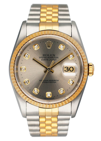 Rolex Datejust 16233 Diamond Silver Dial Mens Watch - Virtual