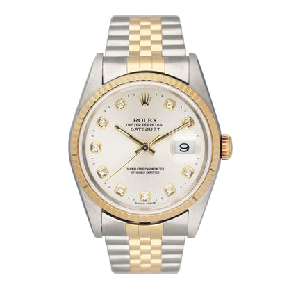 Rolex Datejust 16233 Diamond Silver Dial Mens Watch