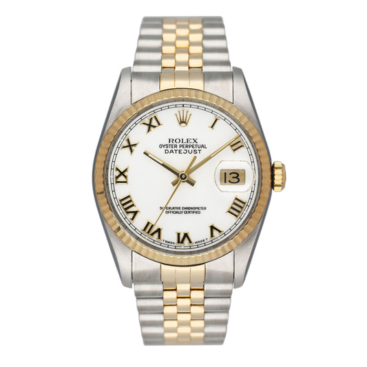 Rolex Datejust 16233 White Dial Mens Watch Box Papers