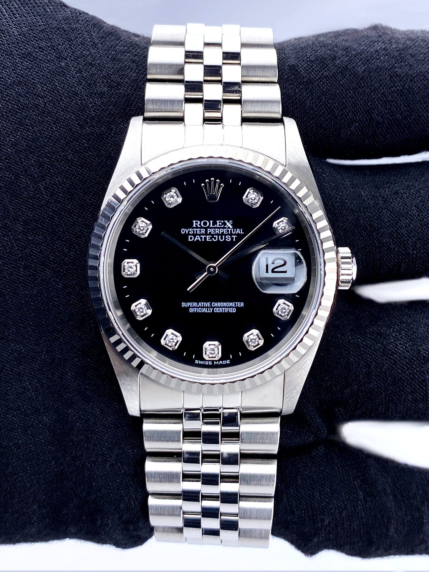 Rolex Datejust 16234 Diamond Black Dial Mens Watch – Phigora