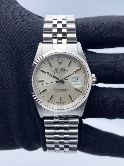 Rolex Datejust 16234 Silver Dial Mens Watch Box Papers - Watches