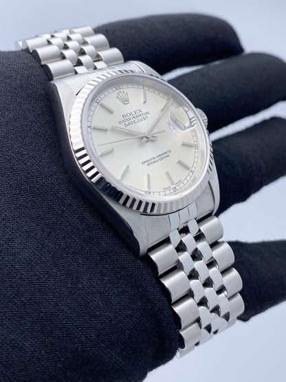 Rolex Datejust 16234 Silver Dial Mens Watch Box Papers - Watches