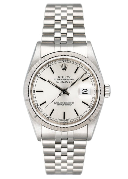 Rolex Datejust 16234 Silver Dial Mens Watch Box Papers - Watches