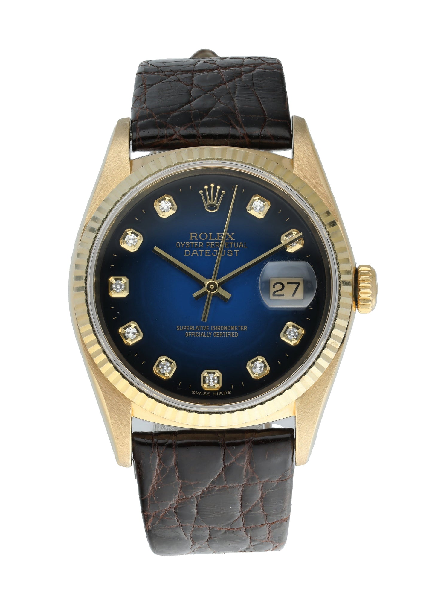 Rolex DateJust 16238 Vignette Diamond Dial Yellow Gold Men’s Watch - Virtual