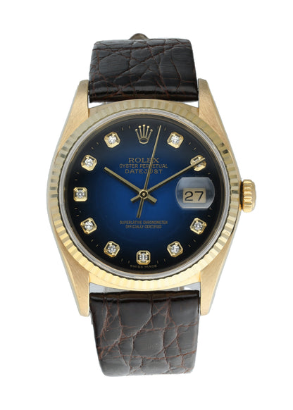 Rolex DateJust 16238 Vignette Diamond Dial Yellow Gold Men’s Watch - Virtual