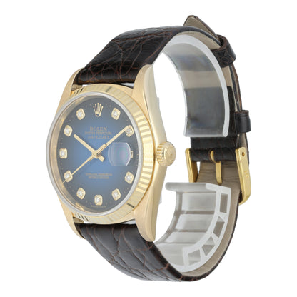 Rolex DateJust 16238 Vignette Diamond Dial Yellow Gold Men’s Watch - Virtual