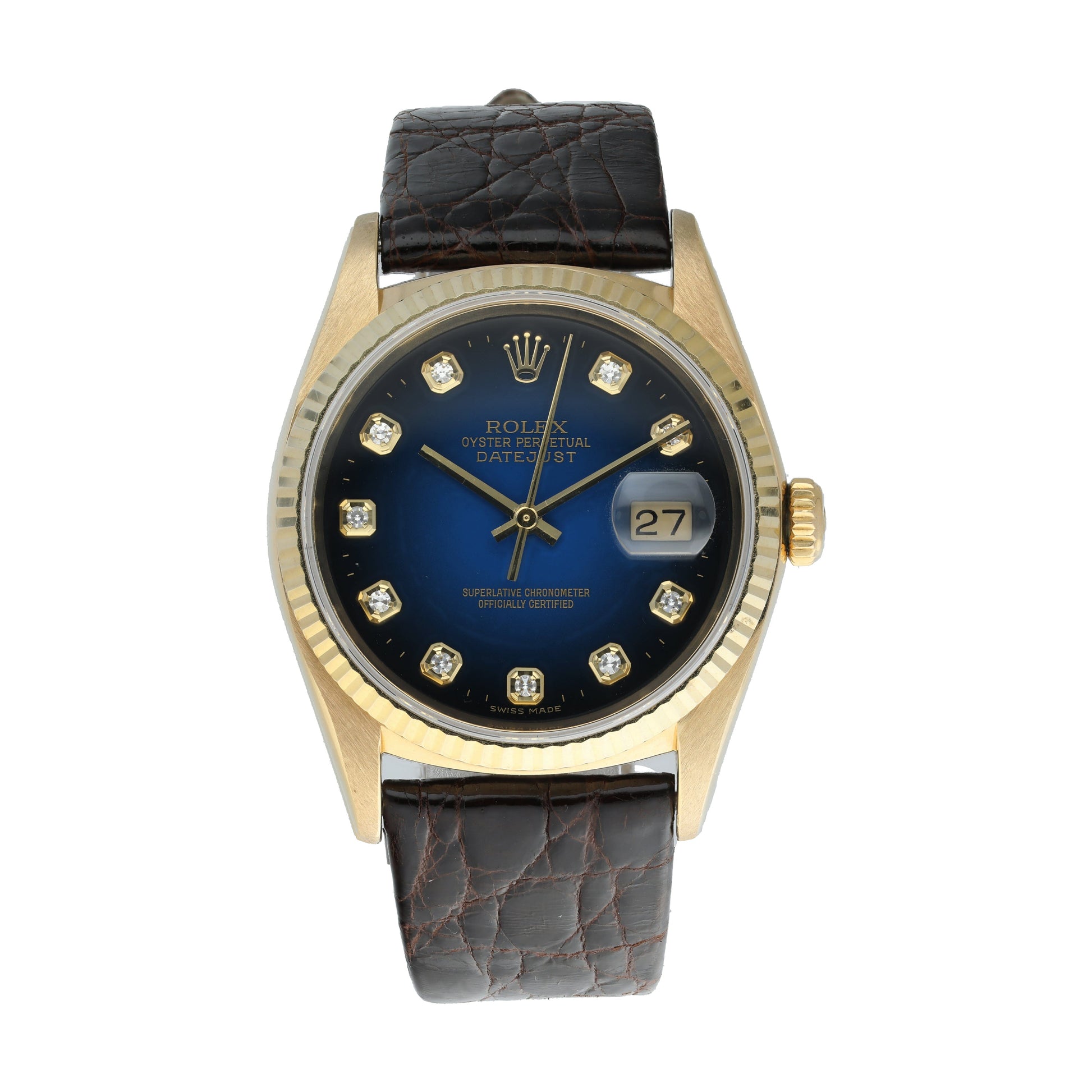 Rolex DateJust 16238 Vignette Diamond Dial Yellow Gold Men’s Watch - Virtual