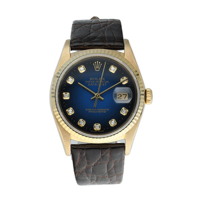 Rolex DateJust 16238 Vignette Diamond Dial Yellow Gold Men’s Watch - Virtual