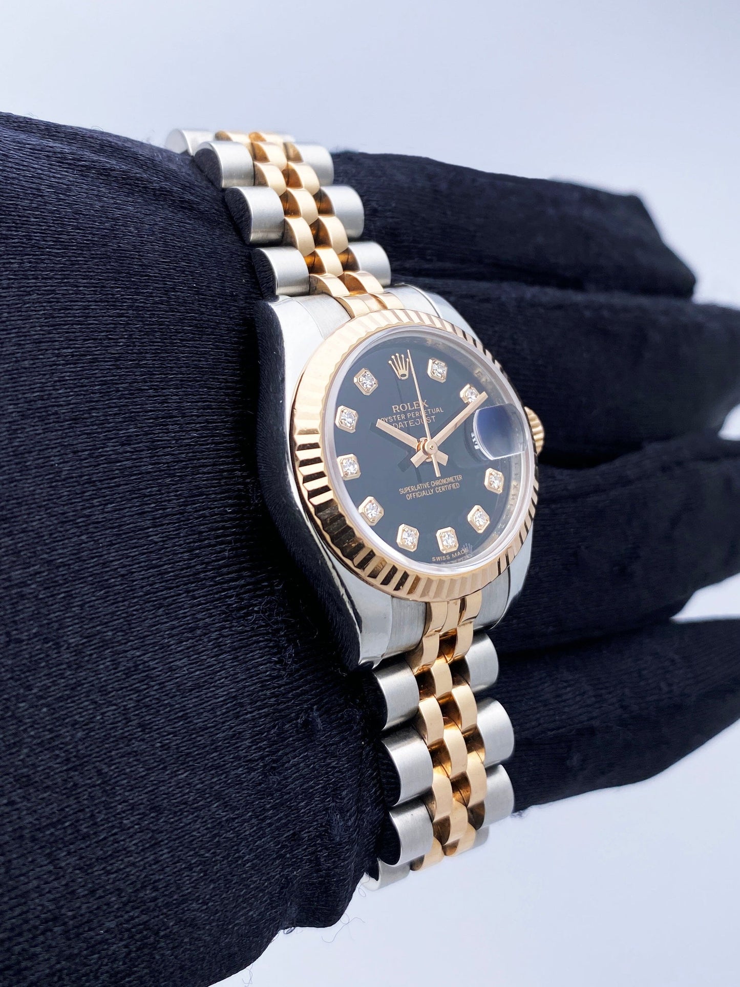 Rolex Datejust 179171 Diamond Black Dial Ladies Watch Box Papers - Virtual