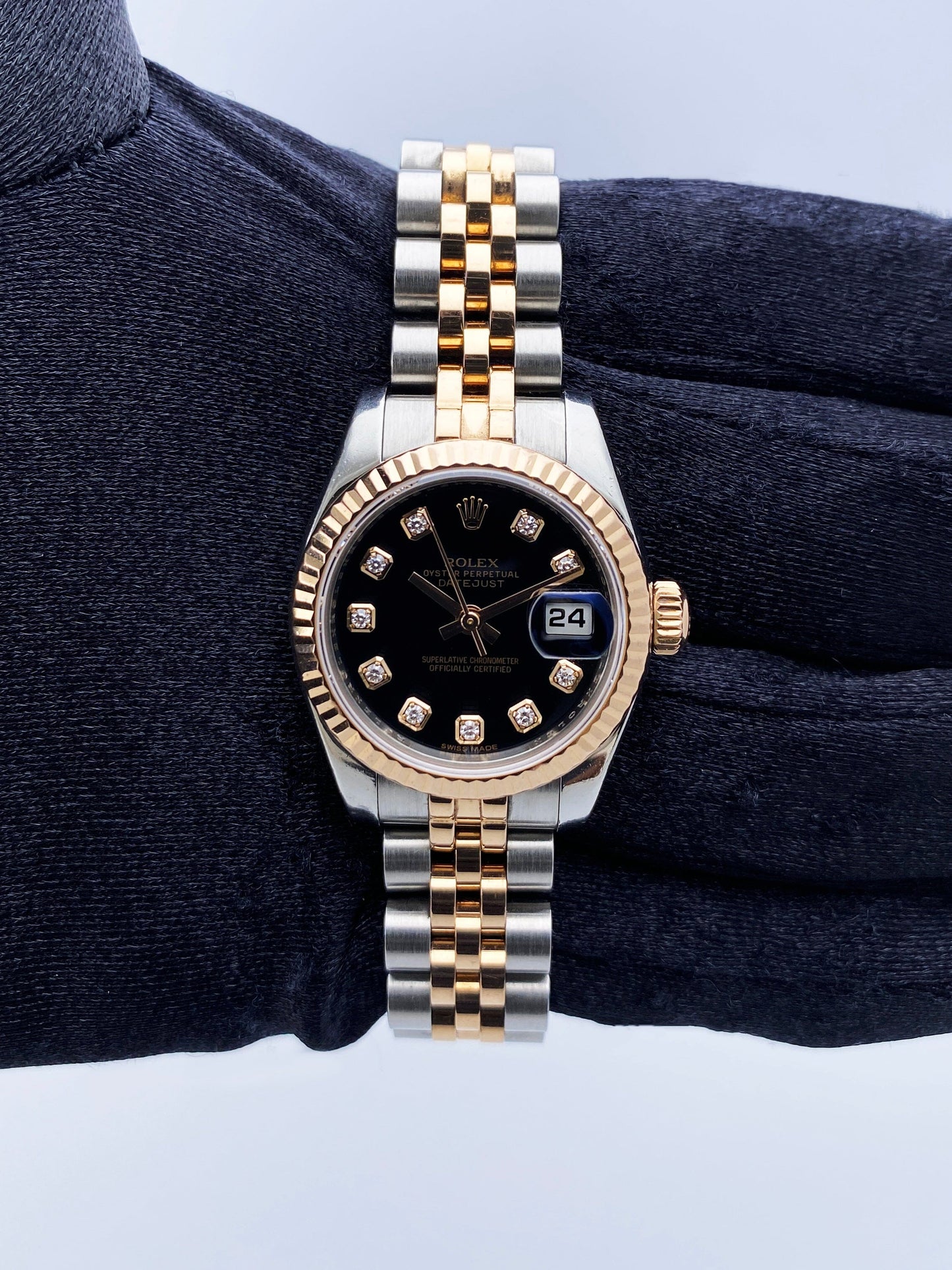 Rolex Datejust 179171 Diamond Black Dial Ladies Watch Box Papers - Virtual