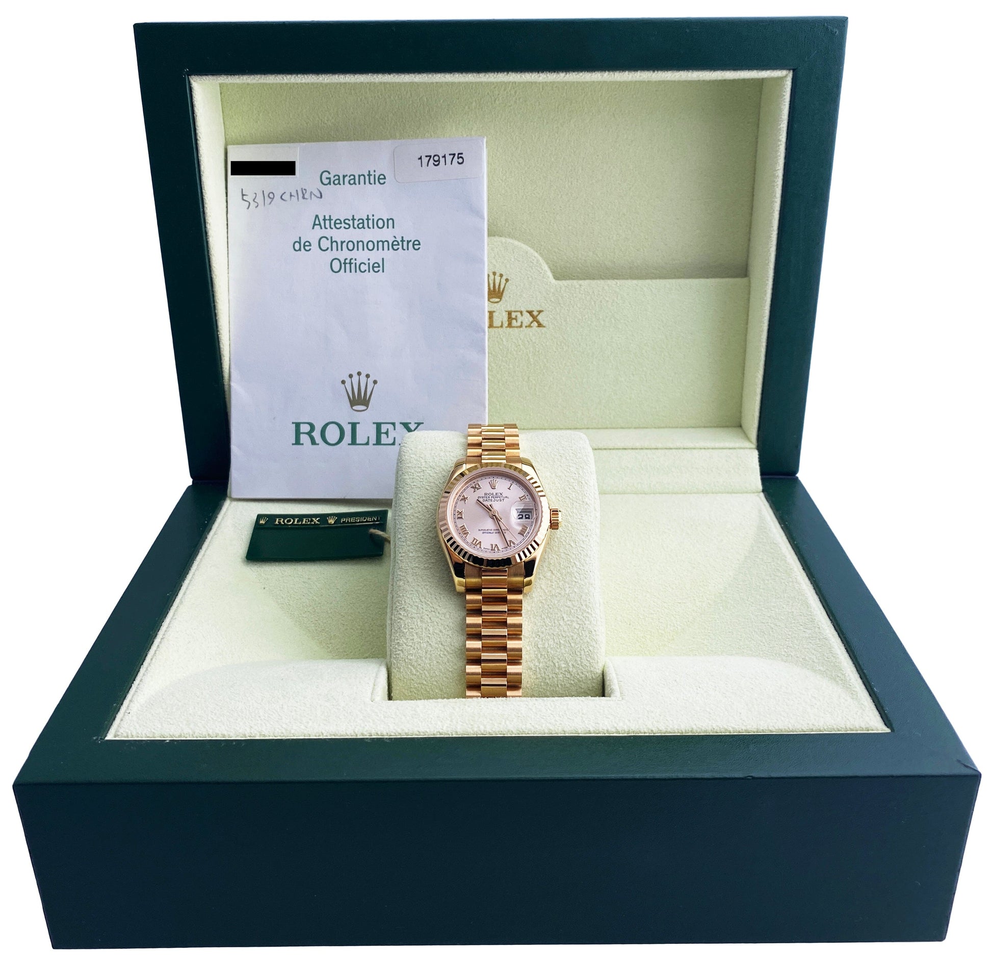 Rolex Datejust 179175 18K Rose Gold Ladies Watch Box Papers - Virtual