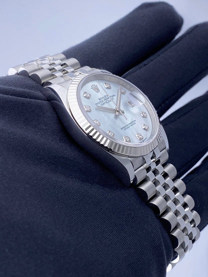 Rolex Datejust 36 126234 Diamond MOP Dial Mens Watch Box Paper - Watches