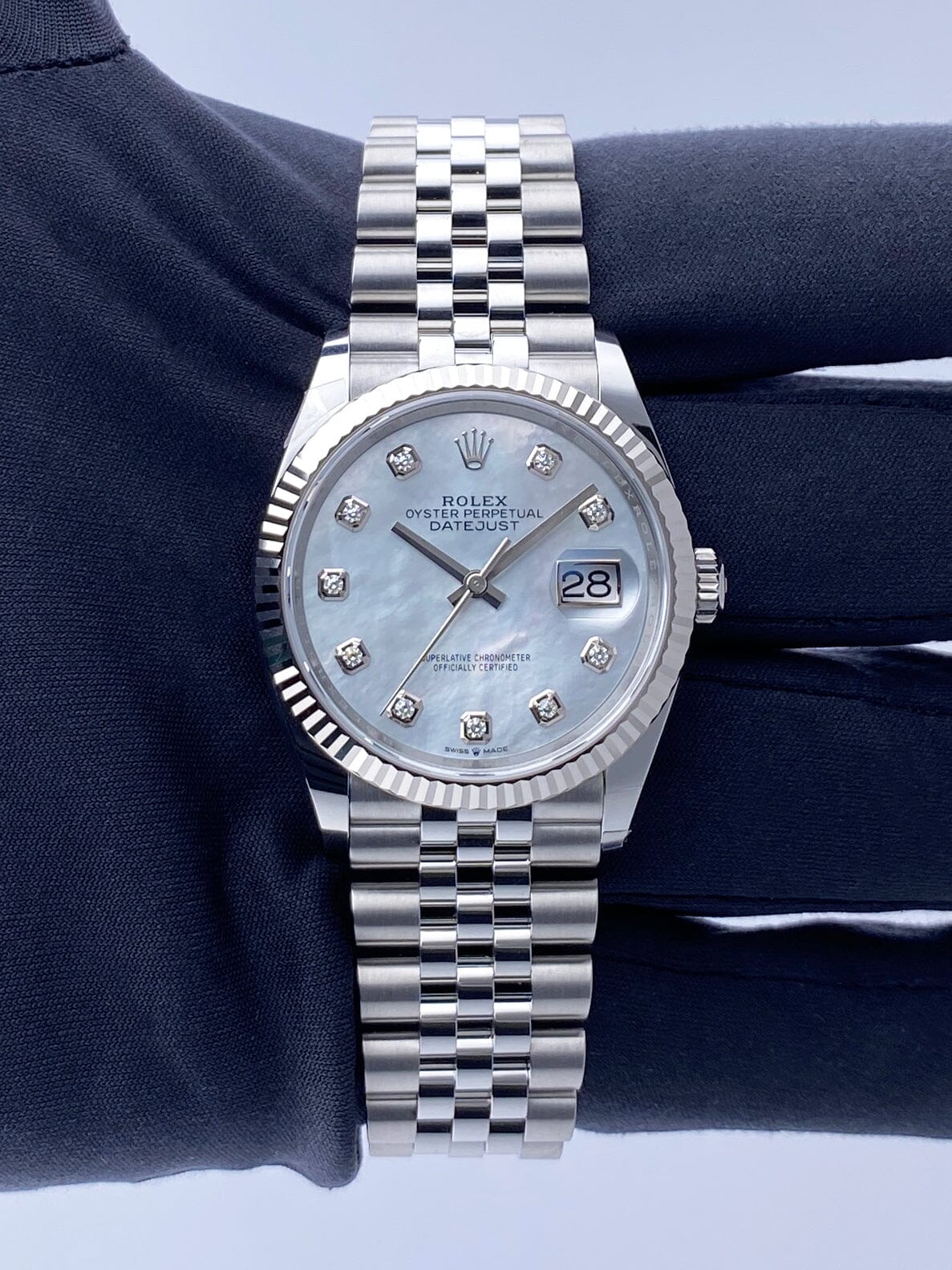 Rolex Datejust 36 126234 Diamond MOP Dial Mens Watch Box Paper - Watches