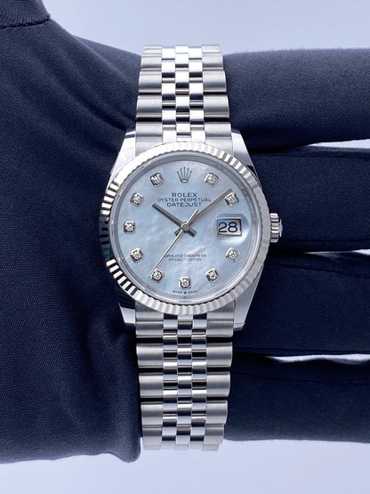 Rolex Datejust 36 126234 Diamond MOP Dial Mens Watch Box Paper - Watches