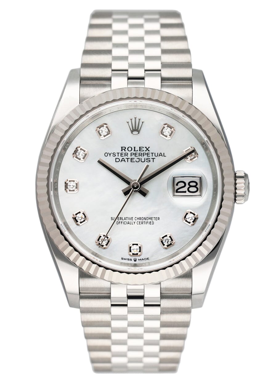 Rolex Datejust 36 126234 Diamond MOP Dial Mens Watch Box Paper - Watches