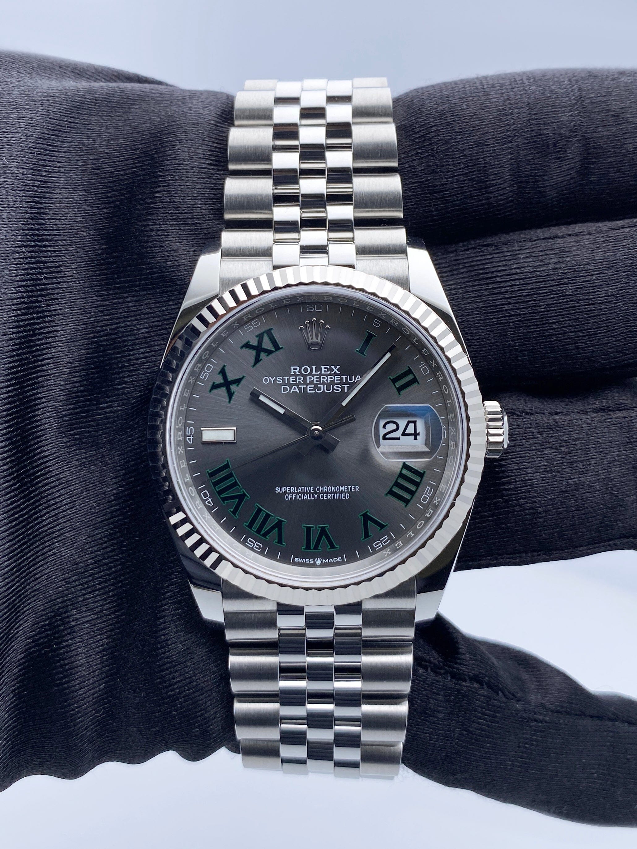 Rolex Datejust 36 126234 Wimbledon Dial Mens Watch Box Papers