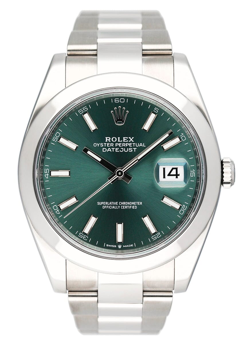 Rolex Datejust 41 126300 Green Dial Steel Mens Watch Box Papers - Watches