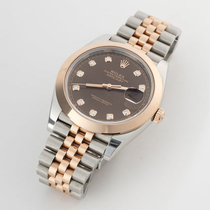 Rolex Datejust 41 126301 Diamond Chocolate Dial Mens Watch Box Papers - Watches