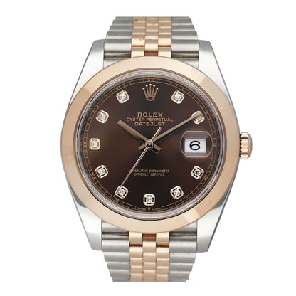 Rolex Datejust 41 126301 Diamond Chocolate Dial Mens Watch Box Papers - Watches