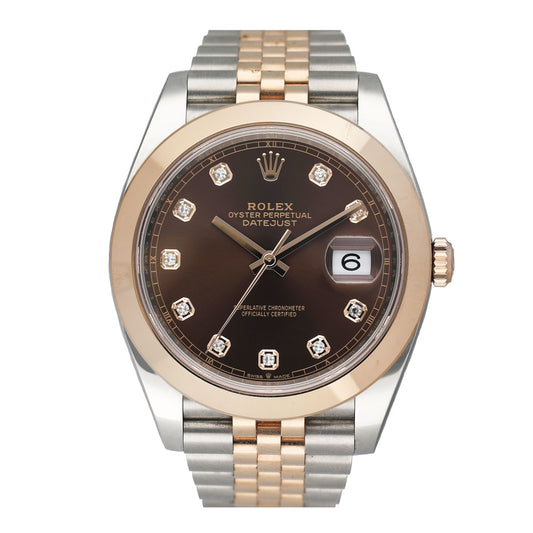 Rolex Datejust 41 126301 Diamond Chocolate Dial Mens Watch Box Papers - Watches