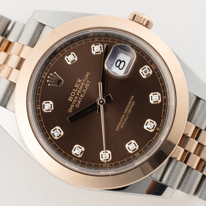 Rolex Datejust 41 126301 Diamond Chocolate Dial Mens Watch Box Papers - Watches