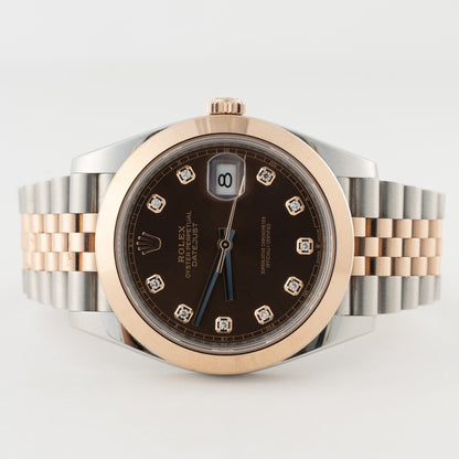 Rolex Datejust 41 126301 Diamond Chocolate Dial Mens Watch Box Papers - Watches