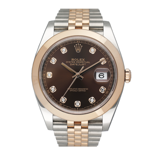 Rolex Datejust 41 126301 Diamond Chocolate Dial Mens Watch Box Papers - Watches