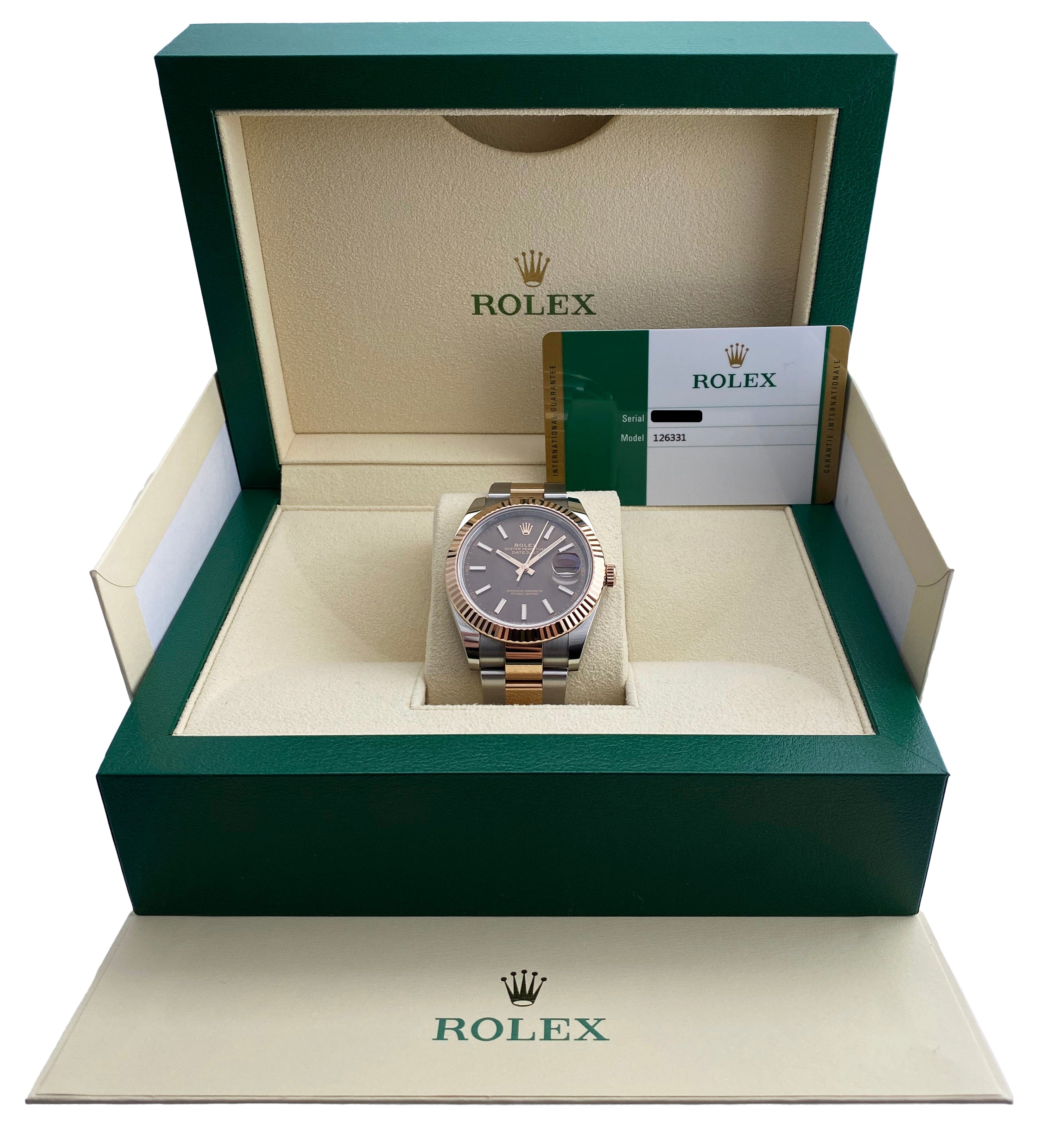 Rolex Datejust 41 126331 Chocolate Dial Rose Gold Mens Watch Box
