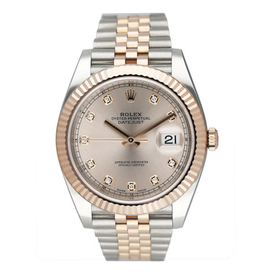 Rolex Datejust 41 126331 Diamond Sundust Dial Rose Gold Mens Watch Box Papers - Watches